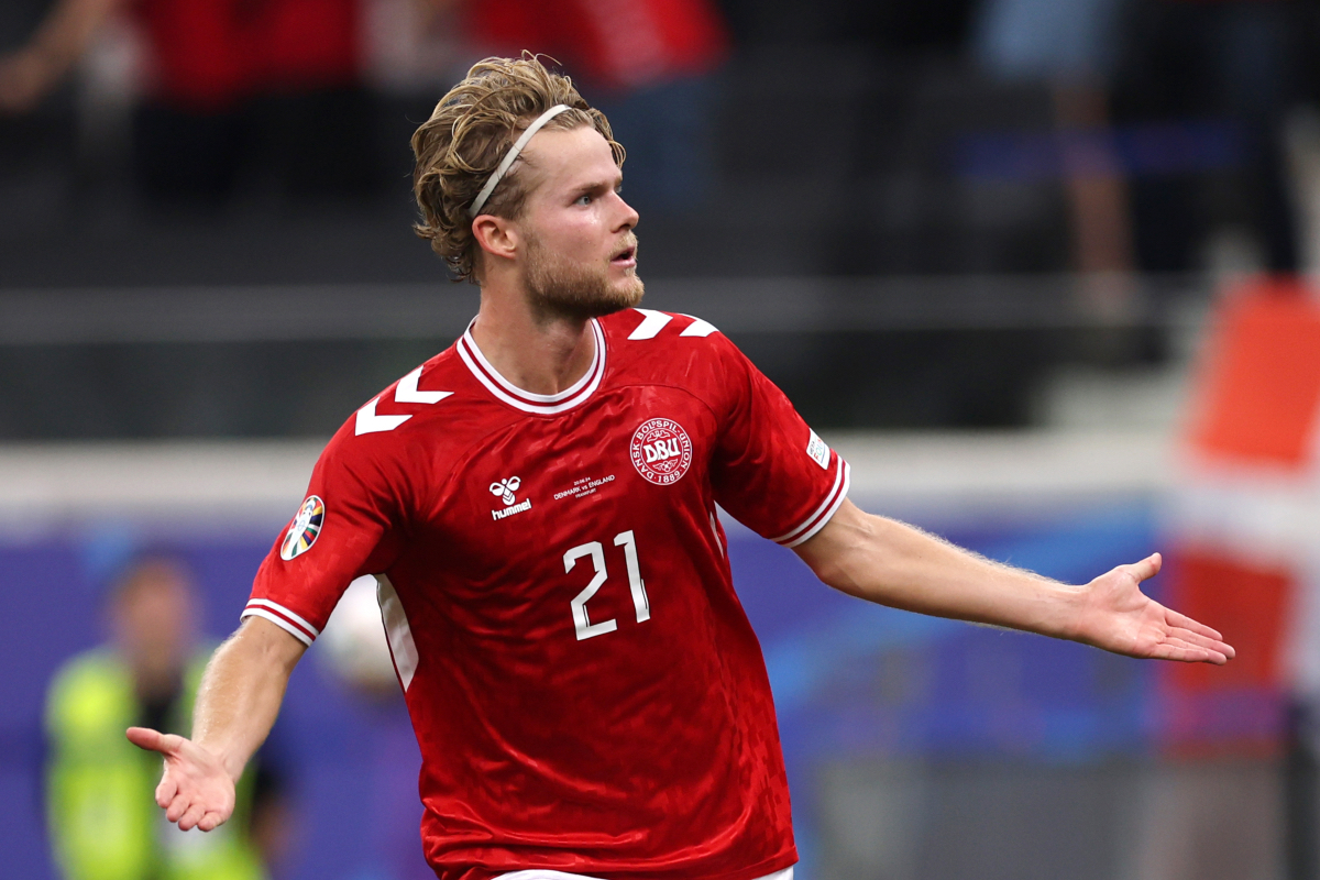 Morten Hjulmand in action for Denmark