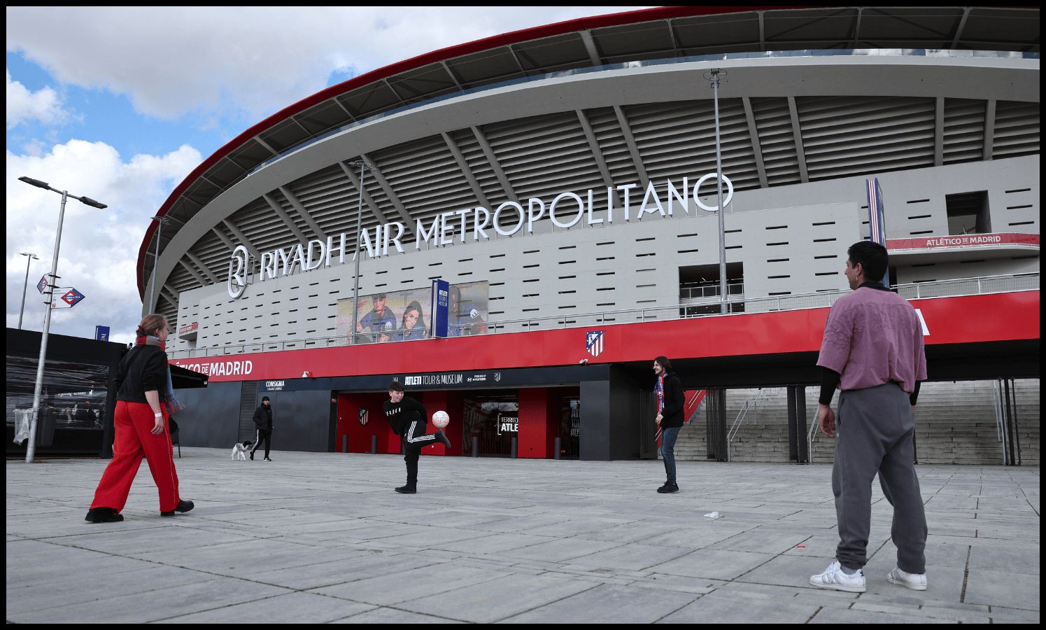 A general view outside Atletico Madrid’s stadium.