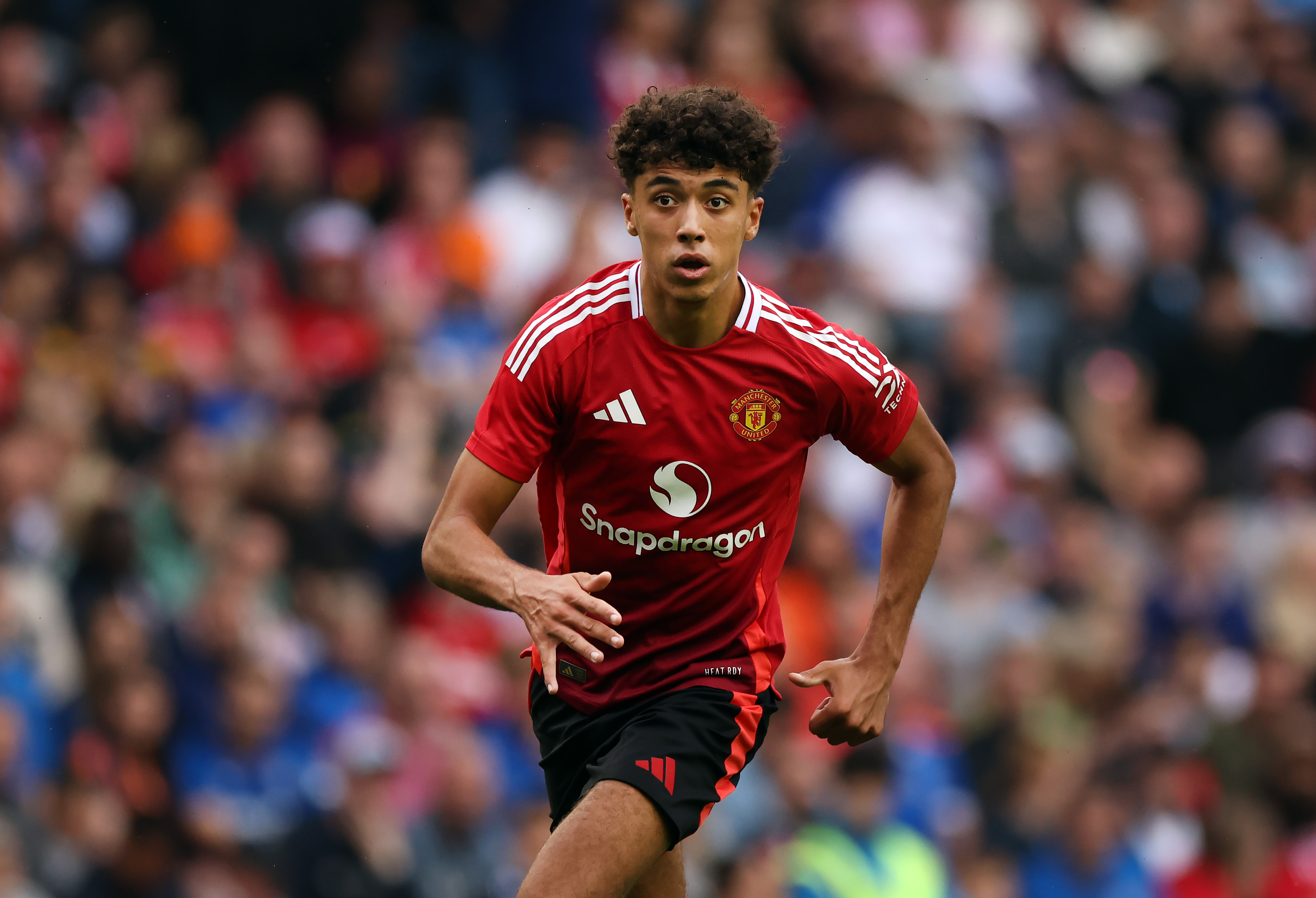 Ethan Wheatley in action for Man Utd