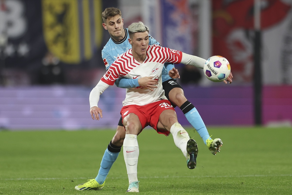 Benjamin Sesko in action for RB Leipzig