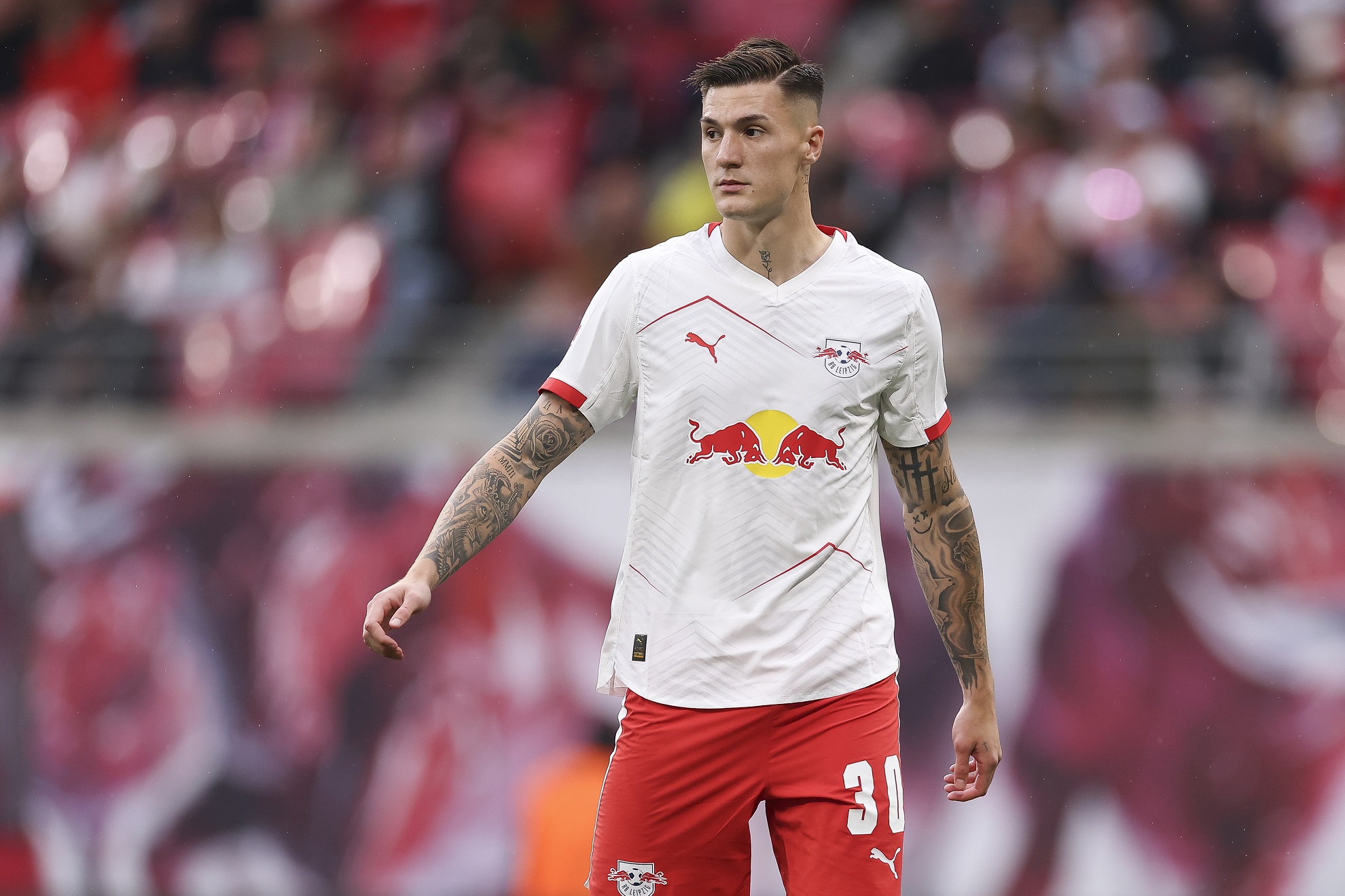 Benjamin Sesko in action for RB Leipzig