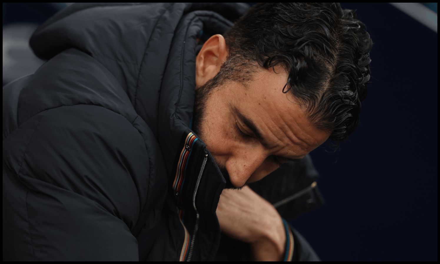 Ruben Amorim looks dejected as Man United lose to Man City.