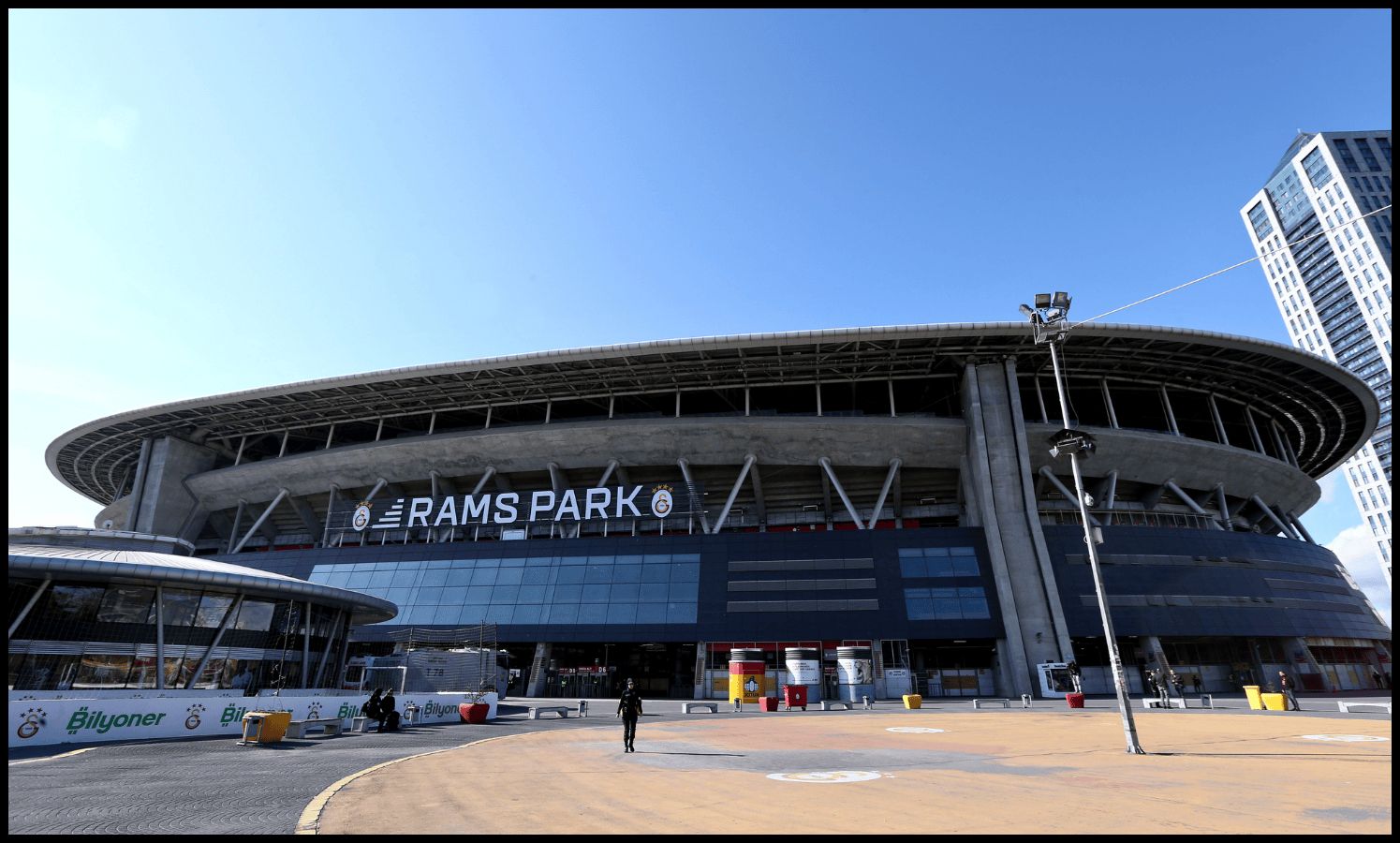 A general view outside Galatasaray’s Rams Park stadium.