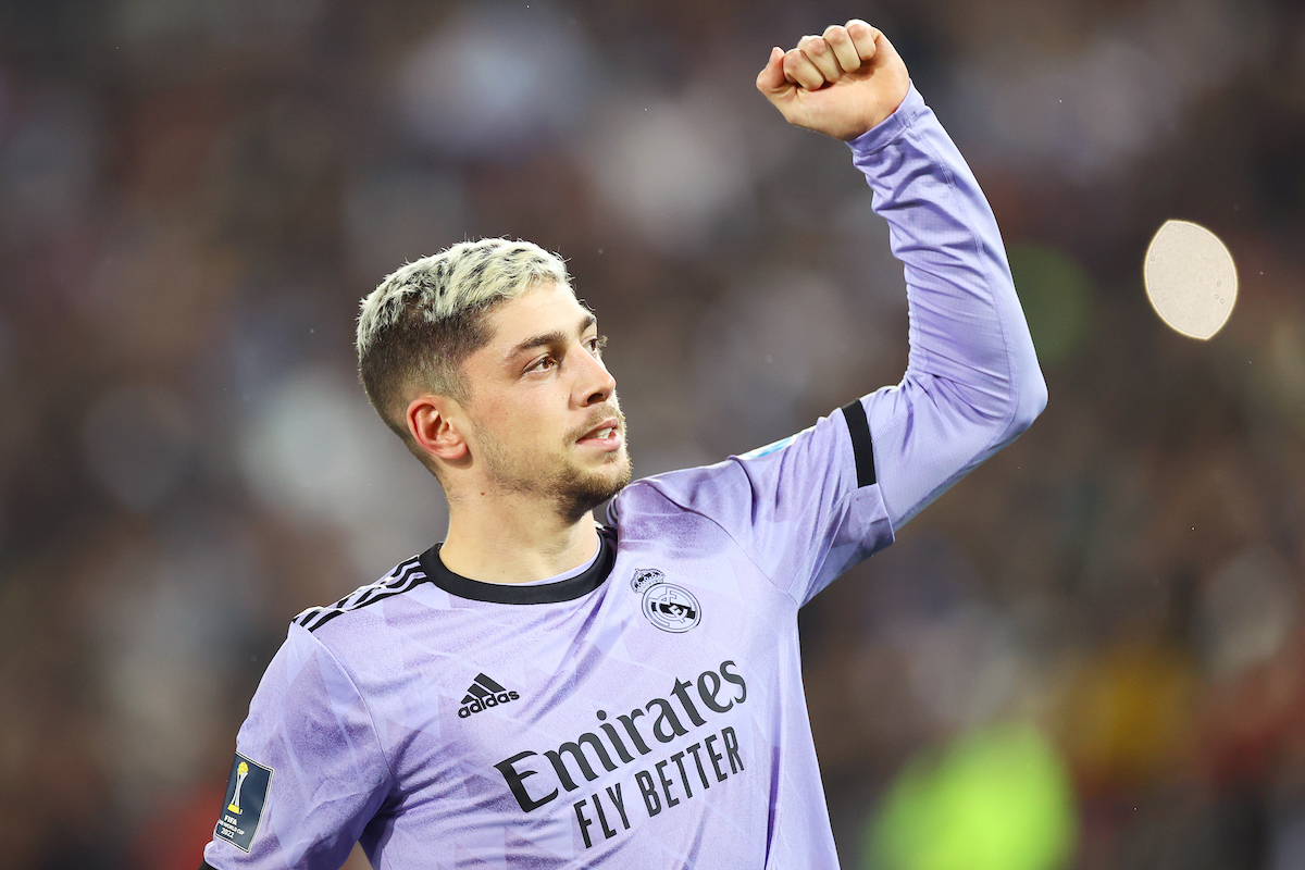 Federico Valverde of Real Madrid celebrates after scoring