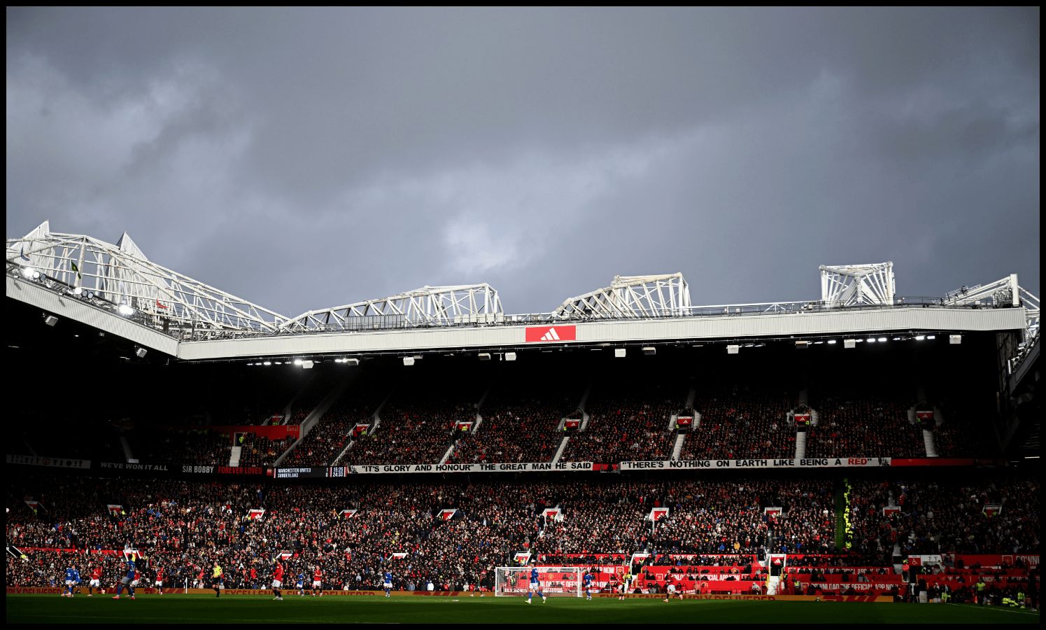 A general view of Man United and Sunderland players in action at Old Trafford.